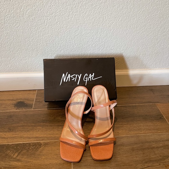 Asymmetric Faux Leather Stiletto Heels - Picture 3 of 6